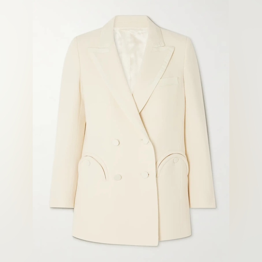 BLAZÉ MILANO Resolute Everyday double-breasted silk trimmed wool-crepe blazer